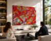 BROKEN HEART colorful abstract acrylic painting left side view