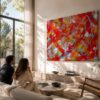BROKEN HEART colorful abstract acrylic painting right side view