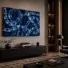 COUPLE textured blue abstract acrylic painting left side view