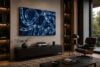 COUPLE textured blue abstract acrylic painting left side view