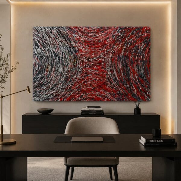 SILHOUETTE red abstract acrylic painting