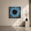 DISTORTION blue abstract acrylic painting front view by Daniel Mikaelian