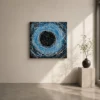 DISTORTION blue abstract acrylic painting front view by Daniel Mikaelian
