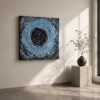DISTORTION blue abstract acrylic painting left view by Daniel Mikaelian