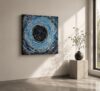 DISTORTION blue abstract acrylic painting left view by Daniel Mikaelian