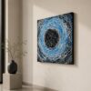DISTORTION blue abstract acrylic painting right view by Daniel Mikaelian