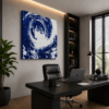 CYCLONE EYE blue abstract acrylic painting left side view