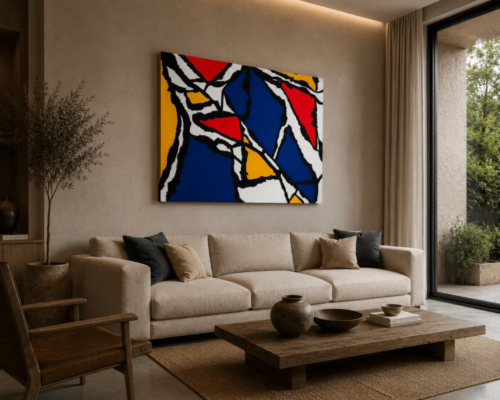 DIFFERENCES colorful abstract acrylic painting left side view