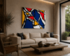 DIFFERENCES colorful abstract acrylic painting left side view