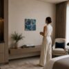 SUSPICIOUS contemporary circle abstract painting right side view