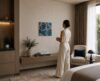 SUSPICIOUS contemporary circle abstract painting right side view