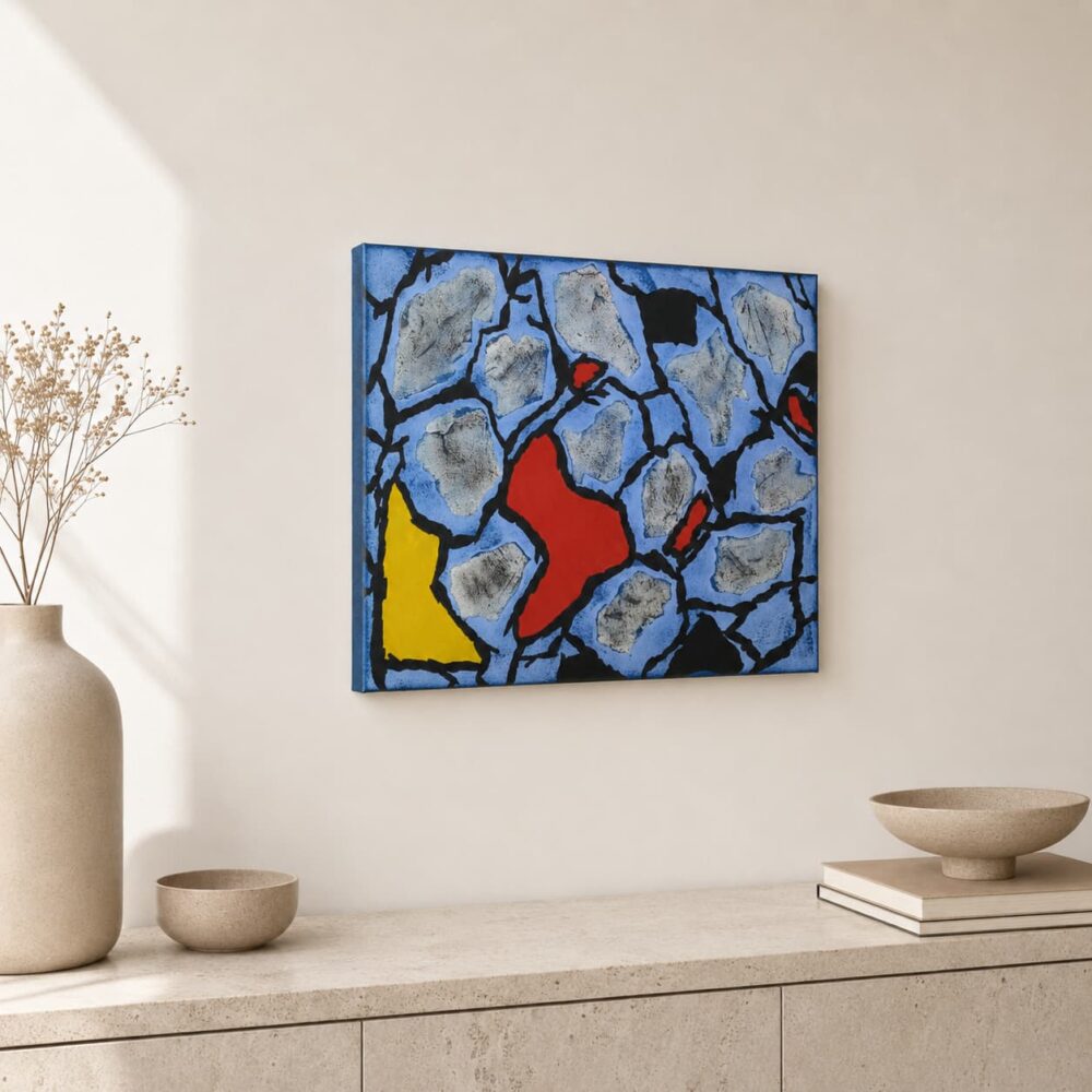BREAKING UP fragmented abstract painting left side view