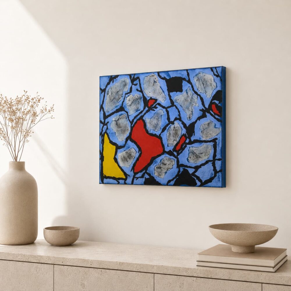 BREAKING UP fragmented abstract painting right side view