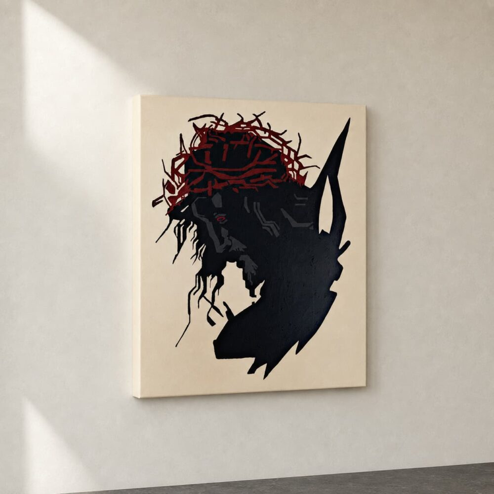 JESUS OF NAZARETH contemporary religious painting by Daniel Mikaelian – left view