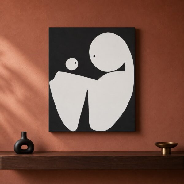 MOM & SON minimalist mother and child painting front view
