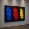 PEACE PASSION CREATIVITY colorful abstract painting by Daniel Mikaelian – left view