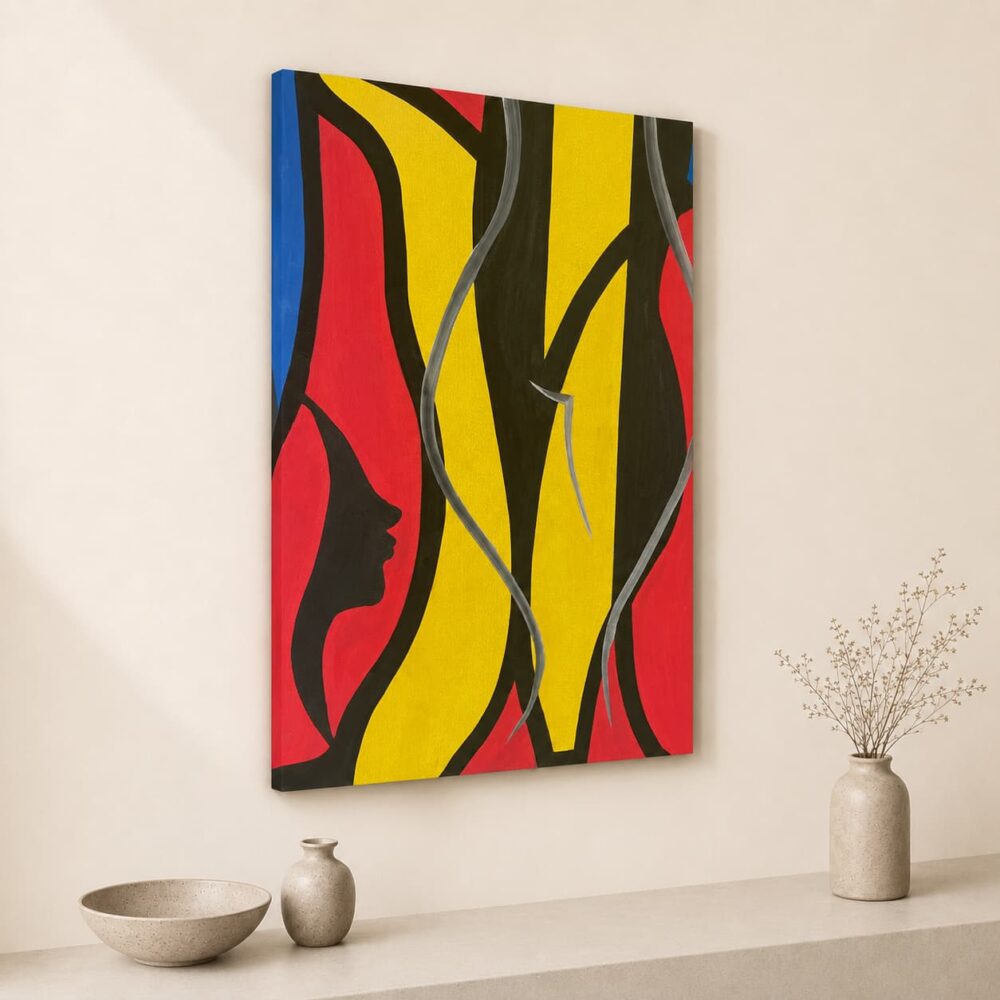 WOMENSHAPES figurative abstract acrylic painting left side view